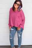 Plus Size Chest Pocket Drop Shoulder Top