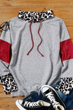 Gray Cowl Neck Drop Shoulder Splicing Sleeves Sweatshirt