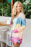 Rainbow Ombre Buttoned Cardigan with Pockets