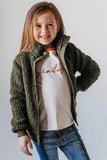 Beige Buttoned Solid Fleece Girl's Coat