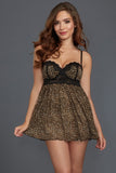 Cheetah Mesh Babydoll with Thong