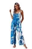 Spaghetti Strap Tie Dye Baggy Long Pants Romper