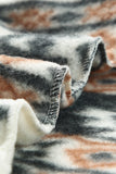 Apricot Tribal Printed Zipped Fleece Pullover Sweatshirt