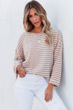 Striped Print Drop Shoulder Long Sleeve Top