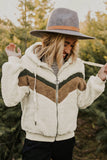 Beige Alfie Chevron Hoodie Sherpa Jacket