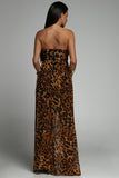 Bandeau Leopard Print Maxi Dress