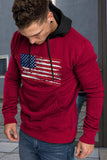 American Flag Print Color Block Men's Hoodie