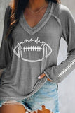 Football Soccer V Neck Long Sleeve T-Shirts