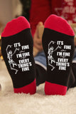 Black Halloween Skeleton Letter Print Tube Socks