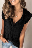 Turn-down Collar Ruffle Polka Dot Tank