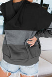 Zip Front Color Block Splicing Drawstring Hoodie