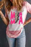 Tie-Dye Bleached MAMA lightening Printed Short Sleeve T-Shirt