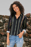 Navy Striped Modern Women Shirt