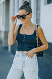 Ribbed Knit Henley Crop Tank