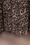 Leopard Print Tie Waist Open Front Kimono Beach Cover Up