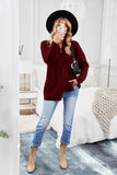Wine Red Zip-up Open Front Knitted Sweater