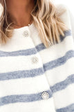 Striped Print Buttoned Sweater Cardigan