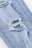 Distressed Raw Hem Straight Leg Jeans