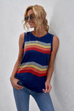 Crew Neck Colorblock Stripes Tank Top