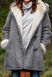 Long Sleeve Hooded Buttons Pockets Duffle Coat
