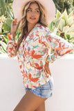 Floral Print Wrap Long Sleeve Blouse