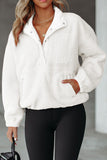 Half Button Pocketed Fleece Pullover Sweatshirt