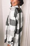 Plaid Color Block Buttoned Long Sleeve Jacket with Pocket