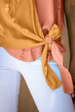and Rose Colorblock Drape Tie Tank Top
