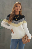 V Stripe Pattern Colorblock Sweater