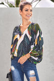 Boho Print Balloon Sleeve Blouse