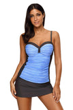 Rosy Grey Ruched Tankini and Skirted Swimsuit