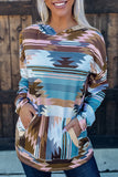 Multicolor Aztec Print Kangaroo Pocket Tunic Pullover Hoodie