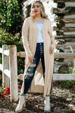 Plus Size Ribbed Long Open Front Cardigan
