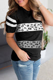 Leopard Round Neck Colorblock Tee