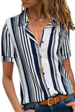 Brown Striped Short Sleeve Button Shirt