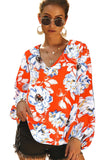 Boho Print Balloon Sleeve Blouse