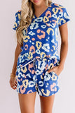 Leopard Tee and Drawstring Shorts Lounge Set