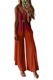 Gradient Color Spaghetti V-Neck Wide Leg Jumpsuit