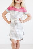 Colorblock Patchwork Striped Girls’ Dress