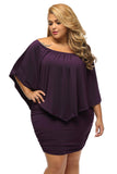 Plus Size Multiple Dressing Layered Dark Blue Mini Poncho Dress