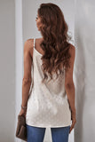 Beige V Neck Lacy Spaghetti Straps Dotted Print Tank
