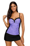 Rosy Grey Ruched Tankini and Skirted Swimsuit