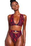 Animal Print Buckled High Waist Bikini