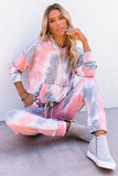 Shut-eye Pocketed Tie-dye Knit Hooded Joggers Set