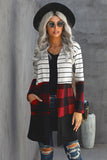 Plaid Colorblock Striped Cardigan