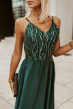 Sequin Lines Bodice High Waist Gown