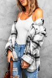 Black Plaid Print Pocket Women Shacket
