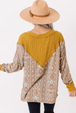 Tribal Geometric Print Ribbed Knit Top