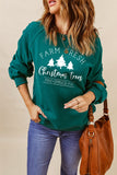 Christmas Tree Letter Graphic Print Pullover Sweatshirt