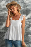 White Flutter Shoulder Babydoll Top